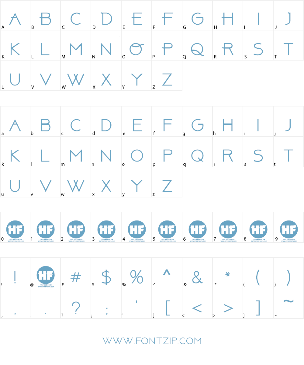 Above DEMO Font Character